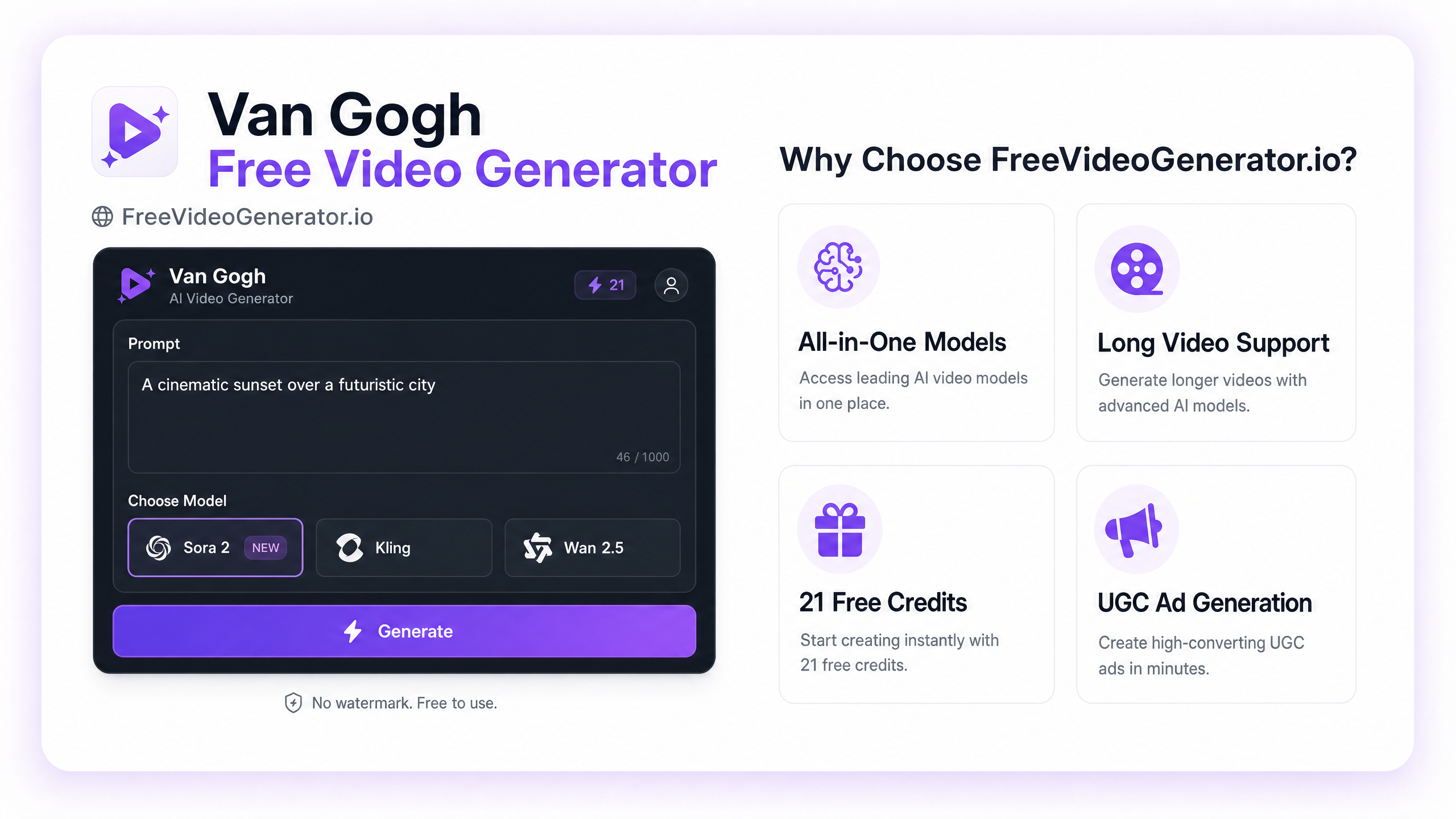 Van Gogh Video Generator Hepsi Bir Arada AI Video Platformu — Özelliklere Genel Bakış