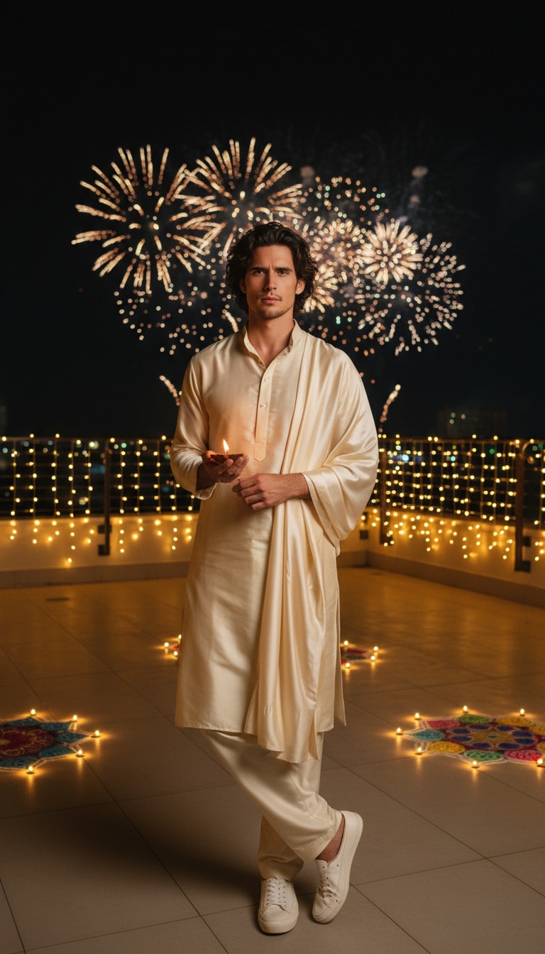 Rooftop Diya & Fireworks