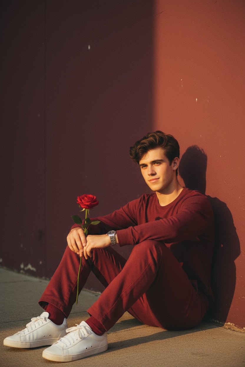 Wine-Red Urban Boy